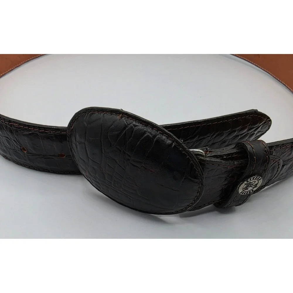 Rogers Belt Western Belt Mens 42 Dark Brown Excellent Crocodile Embossed Leather